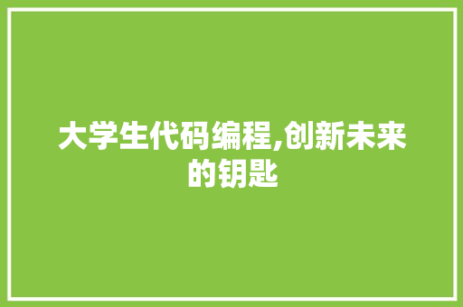 大学生代码编程,创新未来的钥匙 必应SEO