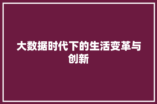 大数据时代下的生活变革与创新