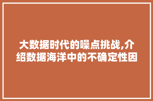 大数据时代的噪点挑战,介绍数据海洋中的不确定性因素