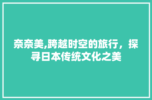 奈奈美,跨越时空的旅行，探寻日本传统文化之美