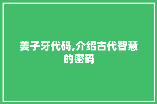 姜子牙代码,介绍古代智慧的密码