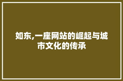 如东,一座网站的崛起与城市文化的传承