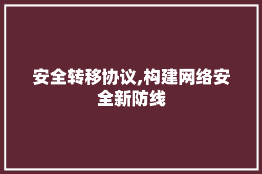 安全转移协议,构建网络安全新防线