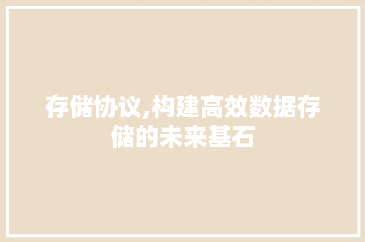 存储协议,构建高效数据存储的未来基石