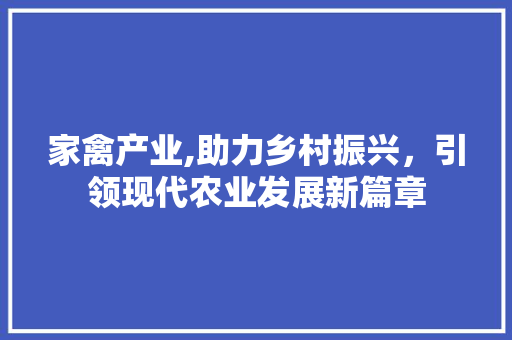 家禽产业,助力乡村振兴，引领现代农业发展新篇章