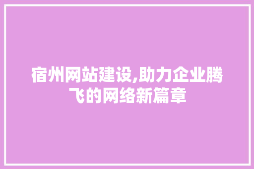 宿州网站建设,助力企业腾飞的网络新篇章