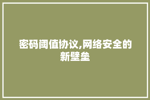 密码阈值协议,网络安全的新壁垒 必应SEO