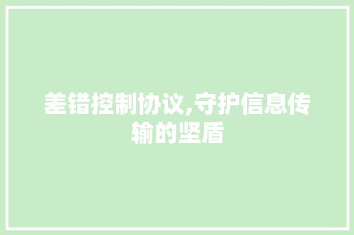 差错控制协议,守护信息传输的坚盾