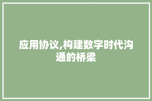 应用协议,构建数字时代沟通的桥梁