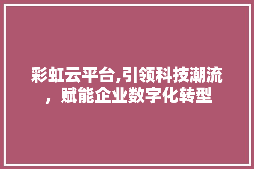 彩虹云平台,引领科技潮流，赋能企业数字化转型