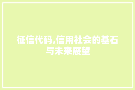 征信代码,信用社会的基石与未来展望