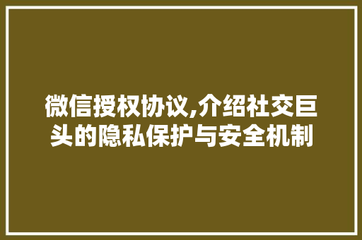 微信授权协议,介绍社交巨头的隐私保护与安全机制