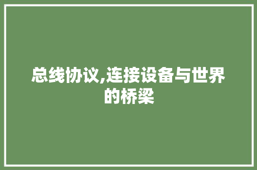 总线协议,连接设备与世界的桥梁