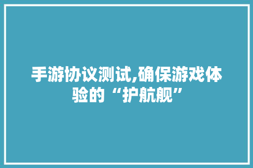 手游协议测试,确保游戏体验的“护航舰”