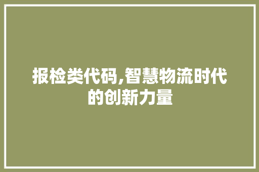报检类代码,智慧物流时代的创新力量