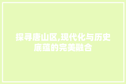 探寻唐山区,现代化与历史底蕴的完美融合