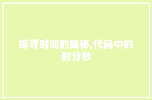探寻时间的奥秘,代码中的时分秒
