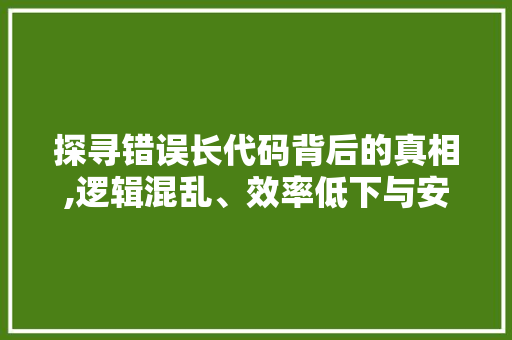 探寻错误长代码背后的真相,逻辑混乱、效率低下与安全风险