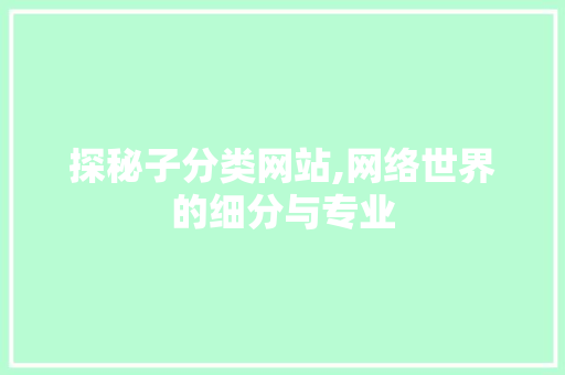 探秘子分类网站,网络世界的细分与专业