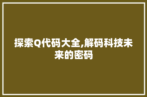 探索Q代码大全,解码科技未来的密码