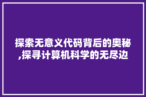 探索无意义代码背后的奥秘,探寻计算机科学的无尽边界