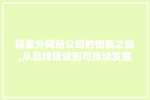 探索外网站公司的创新之路,从品牌建设到可持续发展