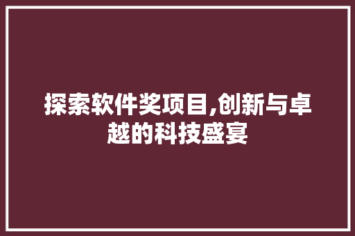 探索软件奖项目,创新与卓越的科技盛宴