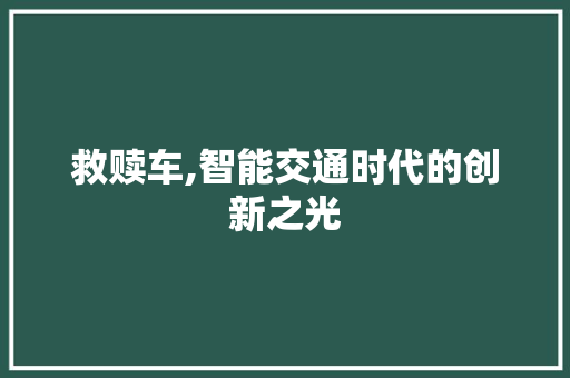 救赎车,智能交通时代的创新之光