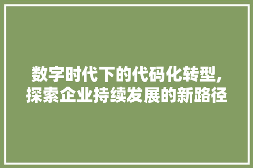 数字时代下的代码化转型,探索企业持续发展的新路径