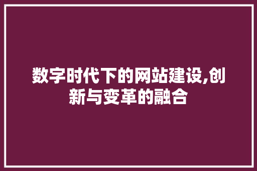 数字时代下的网站建设,创新与变革的融合