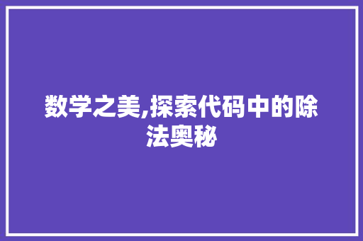 数学之美,探索代码中的除法奥秘