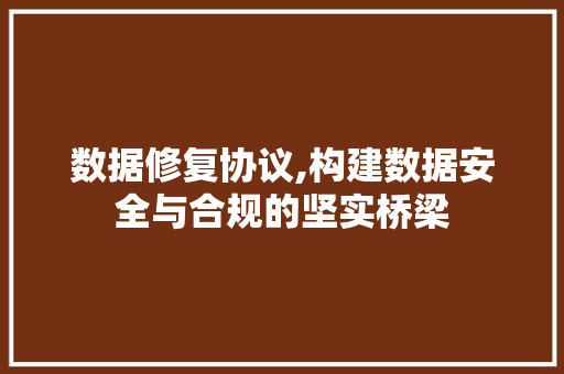 数据修复协议,构建数据安全与合规的坚实桥梁