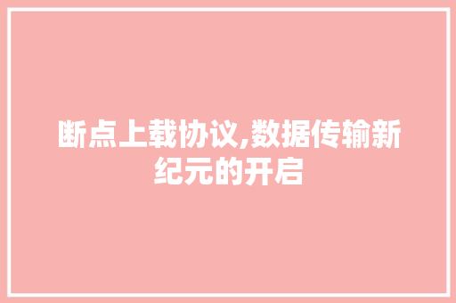 断点上载协议,数据传输新纪元的开启