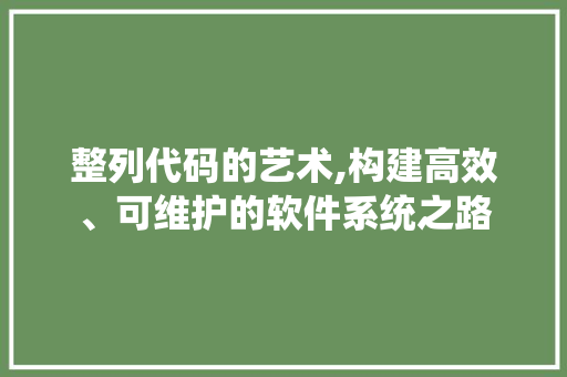 整列代码的艺术,构建高效、可维护的软件系统之路