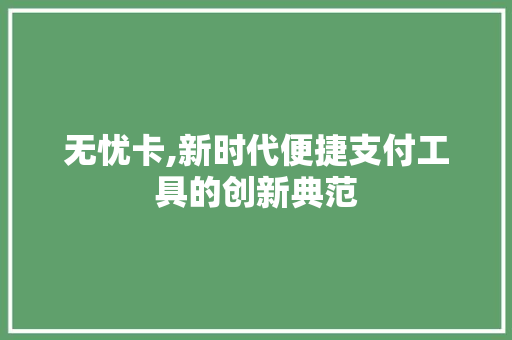 无忧卡,新时代便捷支付工具的创新典范