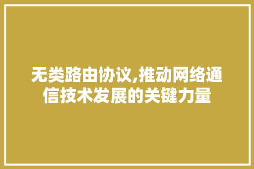 无类路由协议,推动网络通信技术发展的关键力量