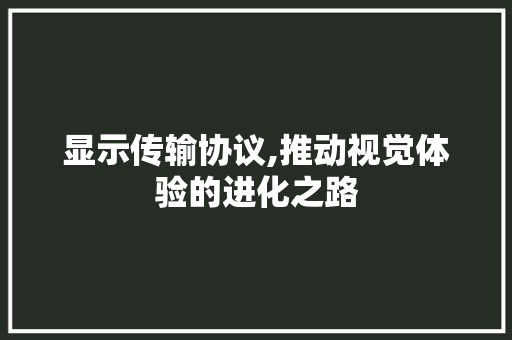 显示传输协议,推动视觉体验的进化之路