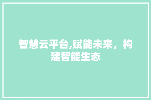 智慧云平台,赋能未来，构建智能生态