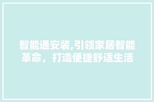 智能通安装,引领家居智能革命，打造便捷舒适生活