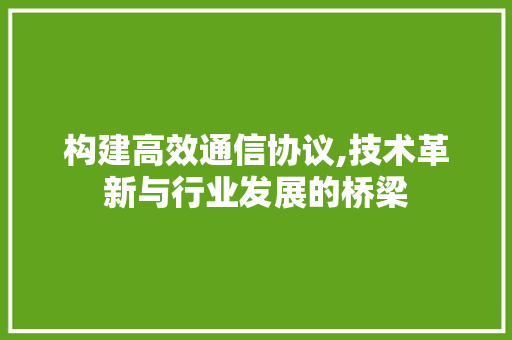 构建高效通信协议,技术革新与行业发展的桥梁