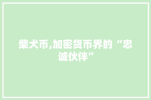 柴犬币,加密货币界的“忠诚伙伴” 搜狗SEO