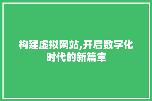 构建虚拟网站,开启数字化时代的新篇章