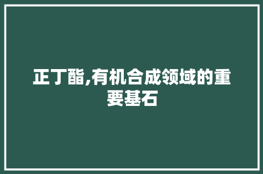 正丁酯,有机合成领域的重要基石 必应SEO