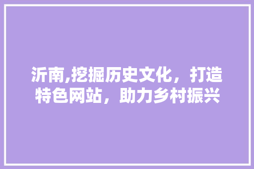 沂南,挖掘历史文化，打造特色网站，助力乡村振兴