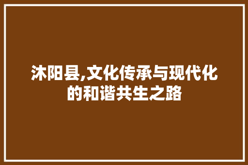 沐阳县,文化传承与现代化的和谐共生之路