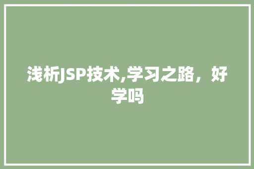 浅析JSP技术,学习之路，好学吗