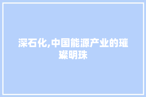 深石化,中国能源产业的璀璨明珠