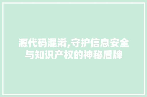 源代码混淆,守护信息安全与知识产权的神秘盾牌