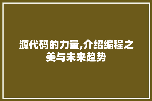 源代码的力量,介绍编程之美与未来趋势 百度SEO