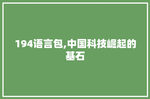 194语言包,中国科技崛起的基石